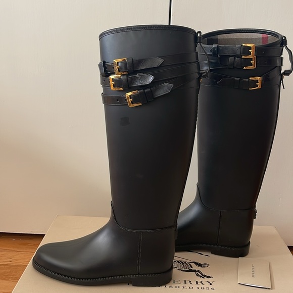 Burberry Shoes Burberry Belted Equestrian Rain Riding Boots Poshmark